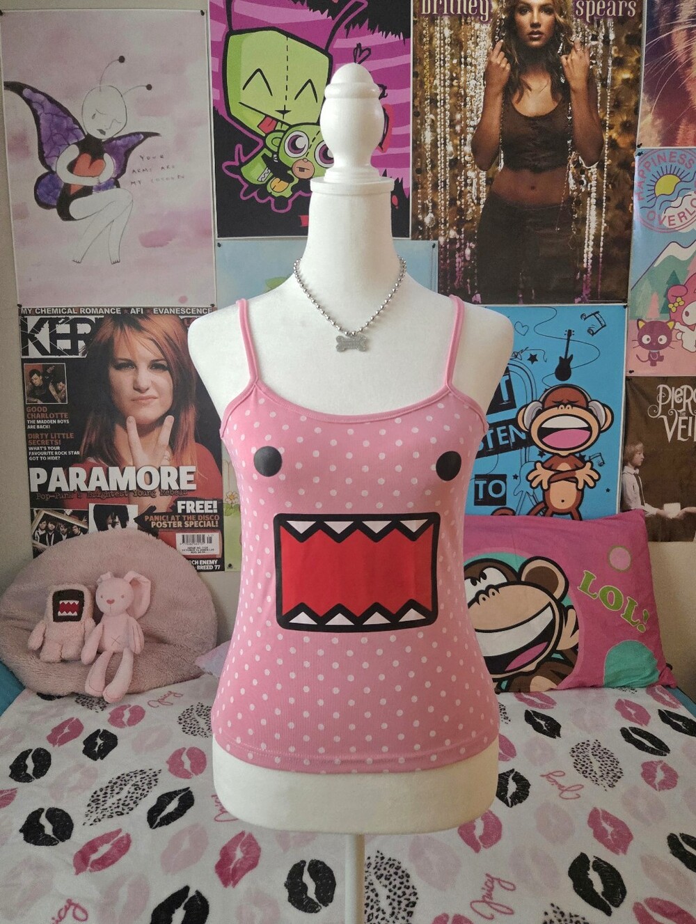 Pink Polka Dot Domo Kun Tank Top